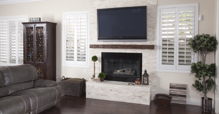 white shutters in New Brunswick family room